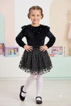 Conjunto Inverno Menina Blusa Veludo e Saia Infanti Conjunto Inverno Menina Blusa Veludo e Saia Infanti