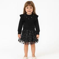 Conjunto Inverno Menina Blusa Veludo e Saia Infanti