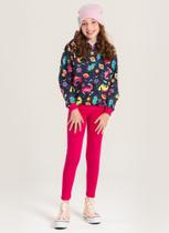 Conjunto Inverno Menina Marinho Blusão com Capuz e Legging em Cotton Dino Espacial Conjunto Inverno Menina Marinho Blusão com Capuz e Legging em Cotton Dino Espacial