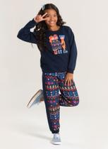 Conjunto Inverno Menina Marinho Blusão e Calça em Moletom Diversão Congelante Conjunto Inverno Menina Marinho Blusão e Calça em Moletom Diversão Congelante