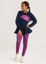 Conjunto Inverno Menina Marinho Blusão em Moletom e Legging Boiadeira Fashion