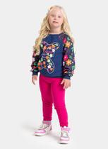 Conjunto Inverno Menina Marinho Blusão Raglan e Legging Urso Florido Conjunto Inverno Menina Marinho Blusão Raglan e Legging Urso Florido