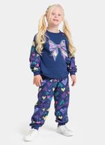 Conjunto Inverno Menina Marinho Blusão Raglan Laço e Calça em Moletom Corações Conjunto Inverno Menina Marinho Blusão Raglan Laço e Calça em Moletom Corações