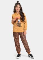 Conjunto Inverno Menina Marrom Blusão com Capuz e Calça em Moletom Menina Fashion