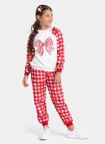 Conjunto Inverno Menina Natural Blusão Raglan e Calça em Moletom Laço Xadrez Conjunto Inverno Menina Natural Blusão Raglan e Calça em Moletom Laço Xadrez