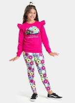 Conjunto Inverno Menina Pink Blusão com Babado e Legging Joaninha Florida