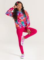Conjunto Inverno Menina Pink Blusão Com Capuz e Legging em Cotton Gatinhos Coloridos