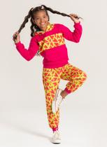 Conjunto Inverno Menina Pink Cropped e Calça em Moletom Coração Vibrante