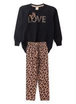 Conjunto Inverno Menina Preto Blusão em Moletom e Legging Love Oncinha Conjunto Inverno Menina Preto Blusão em Moletom e Legging Love Oncinha