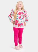 Conjunto Inverno Menina Rosa Blusão com Babado e Legging Coelhinhas Floridas - Molekada Conjunto Inverno Menina Rosa Blusão com Babado e Legging Coelhinhas Floridas - Molekada