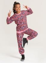 Conjunto Inverno Menina Rosa Blusão e Calça em Moletom Savana Colorida Conjunto Inverno Menina Rosa Blusão e Calça em Moletom Savana Colorida