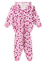 Conjunto Inverno Menina Rosa Jaqueta com Capuz e Calça em Moletom Florido - Molekada Conjunto Inverno Menina Rosa Jaqueta com Capuz e Calça em Moletom Florido - Molekada