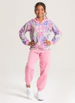 Conjunto Inverno Menina Rosa Jaqueta Com Capuz e Calça em Moletom Ursinho