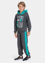 Conjunto Inverno Menino Cinza Blusão com Capuz e Calça com Recorte em Moletom Urso Cool Conjunto Inverno Menino Cinza Blusão com Capuz e Calça com Recorte em Moletom Urso Cool