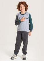 Conjunto Inverno Menino Mescla Escuro Blusão e Calça em Moletom com Recortes Molekada Club Conjunto Inverno Menino Mescla Escuro Blusão e Calça em Moletom com Recortes Molekada Club