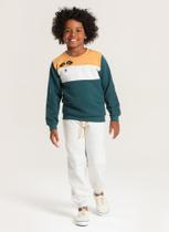 Conjunto Inverno Menino Verde Blusão e Calça em Moletom Básico com Recortes Raposa