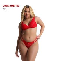 Conjunto Isis Conjunto de lingerie com bojo,detalhe em renda nas alças regulaveis, Fecho com abotoadornas costas, calci