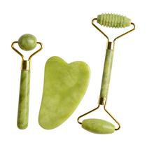 Conjunto Jade Beauty de 3 peças: rolo, rolo canelado e Gua Sha