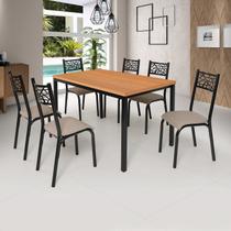 Conjunto Jade Flex 136cm Tampo Laminado com 6 Cadeiras Conjunto Jade Flex 136cm Tampo Laminado com 6 Cadeiras