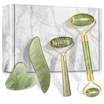 Conjunto Jade Roller e Gua Sha Charmonic 4 Peças - Para Rosto e Corpo