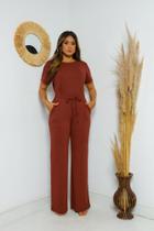 Conjunto Jaed Blusa E Calça Pantalona Feminino