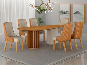 Conjunto jantar 6 cadeiras maciça 2x1 Pilar - Arbo Design