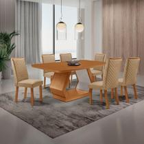 Conjunto Jantar Alvorada Lira 6 Lugares MDF Off White 180CM Moderna