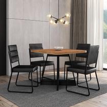 Conjunto Jantar Carraro 4 Cadeiras Charlotte Nogal Preto