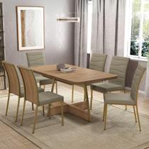 Conjunto Jantar Carraro 6 Cadeiras Roses Carvalho Dourado