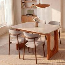 Conjunto Jantar com Mesa Tali 130cm 4 Cadeiras Ema CabeCasa MadeiraOriginals Offwhite/Prata/Imbuia Conjunto Jantar com Mesa Tali 130cm 4 Cadeiras Ema CabeCasa MadeiraOriginals Offwhite/Prata/Imbuia