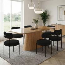 Conjunto Jantar Melina 6 Lugares Vidro Cadeiras Bouclê Nature Preto D'Rossi Conjunto Jantar Melina 6 Lugares Vidro Cadeiras Bouclê Nature Preto D'Rossi