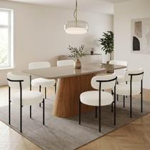 Conjunto Jantar Melina 6 Lugares Vidro Cadeiras Margara Aço Off White 160CM D'Rossi Conjunto Jantar Melina 6 Lugares Vidro Cadeiras Margara Aço Off White 160CM D'Rossi