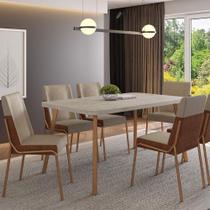 Conjunto Jantar Mesa 160cm + 6 Cadeiras Hug Estofadas PR