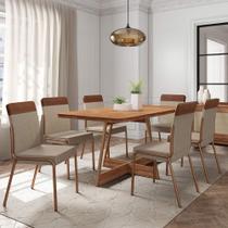 Conjunto Jantar Mesa Átria 160cm + 6 Cadeiras Estofadas NF