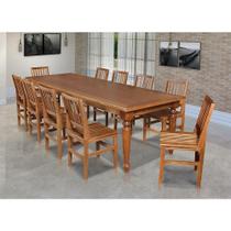 Conjunto Jantar Mesa Franscisca 270X100 Com 10 Cadeiras Ripada Confort Castanho - Marrom