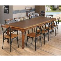 Conjunto Jantar Mesa Leonoraça 240X100 C/10 Cadeir Paris Base Alumí-Castanho - Marrom Conjunto Jantar Mesa Leonoraça 240X100 C/10 Cadeir Paris Base Alumí-Castanho - Marrom