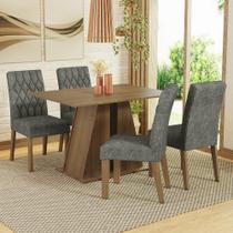 Conjunto Jantar Mesa Madeira 4 Cadeiras Rústico/Silver Conjunto Jantar Mesa Madeira 4 Cadeiras Rústico/Silver