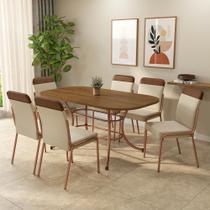 Conjunto Jantar Montreal 6 Lugares MDP material sintético Rosê 160CM Móveis Carraro