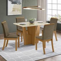 Conjunto Jantar Tampo Mdf Canto Reto Vidro 120 Cm 04 Cadeiras Valentina Henn Nature Off White Bege Conjunto Jantar Tampo Mdf Canto Reto Vidro 120 Cm 04 Cadeiras Valentina Henn Nature Off White Bege