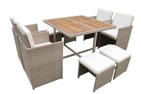 Conjunto Jantar Terraço Rattan 8 Pessoas Just Home Collection