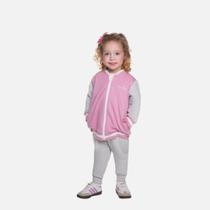 Conjunto Jaqueta Bomber E Calça Moletom Infantil Menina Have Fun 29419 Rosa