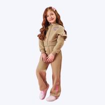 Conjunto Jaqueta Bomber e Wide Leg Bege Infantil Menina Mundo Cinti 12382