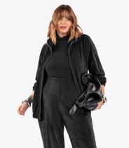 Conjunto Jaqueta Com Calça Em Plush Secret Glam Preto