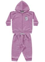 Conjunto Jaqueta com capuz e calça moletom Lilás Unicórnio Fakini