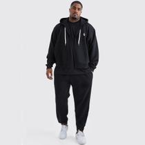 Conjunto Jaqueta Com Ziper +Calça de Moletom Plus Size Estilo Casual Blusa Com Capuz e Bolso Ideal Para o Frio Conjunto Jaqueta Com Ziper +Calça de Moletom Plus Size Estilo Casual Blusa Com Capuz e Bolso Ideal Para o Frio