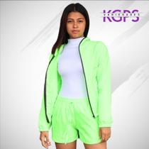Conjunto Jaqueta Corta Vento e Short Curto Tecido Tactel - Verde