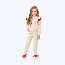 Conjunto Jaqueta Paetê E Calça Jogger Off White Infantil Menina Mundo Cinti 12384 Offwhite