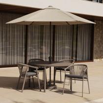 Conjunto Jardim 1 Mesa Ø130cm 4 Cadeiras com Braços 1 Ombrelone Refúgio Cabecasa Madeiramadeira