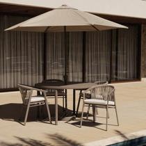 Conjunto Jardim 1 Mesa Ø130cm 4 Cadeiras com Braços 1 Ombrelone Refúgio Cabecasa Madeiramadeira