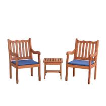 Conjunto Jardim 2 Poltronas com Mesinha de Madeira Maciça com Estofado Robust Curvato Azul